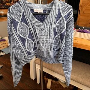 Women’s cropped blue knit sweater